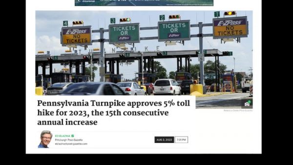 Pa turnpike raises tolls again