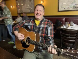 Music by Andrew Bicsey Andrew is awesome... we squeezed his car into a half of a parking spot out front and boom.. He crushed it and then headed off to a real gig!